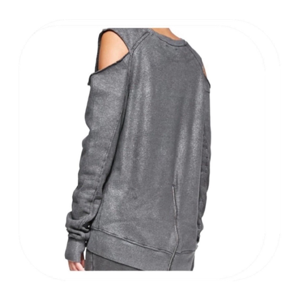 Pam & Gela M shimmery grey cold shoulder sweatshirt - Picture 3 of 12